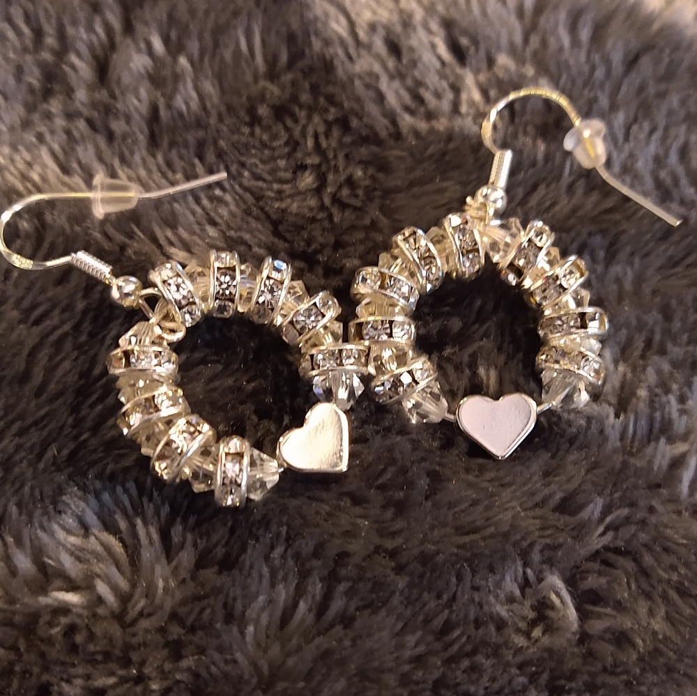 Swarovski Crystal Silver Heart Earrings